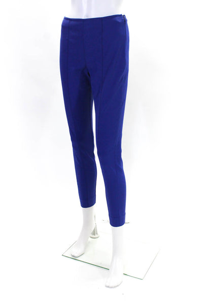 St. John Womens Cotton Darted Zipped Slip-On Skinny Dress Pants Blue Size 2