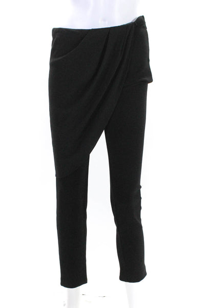 Haute Hippie Womens Zipp Layered Draped Slip-On Skinny Dress Pants Black Size 4