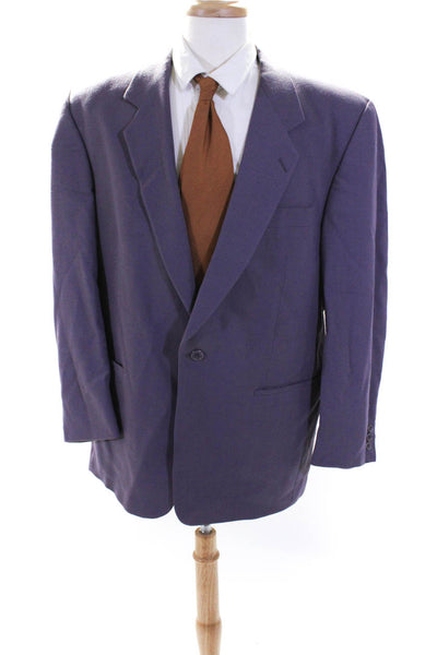 Bachrach Mens Purple Wool Two Button Long Sleeve Blazer Jacket Size 42