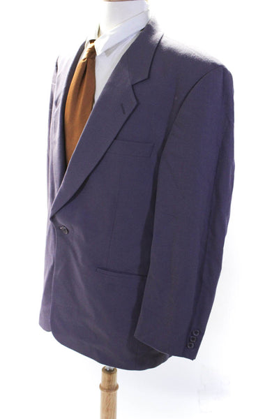 Bachrach Mens Purple Wool Two Button Long Sleeve Blazer Jacket Size 42