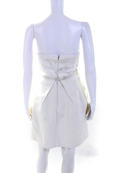 KaufmanFranco Womens White Embellished Belt Strapless Mini Dress Size 40