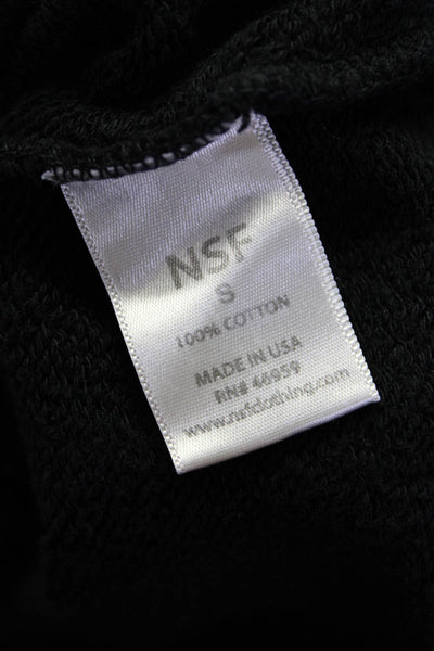 NSF Womens Black Cotton Crew Neck Bell 3/4 Sleeve Pullover Sweatshirt Size S