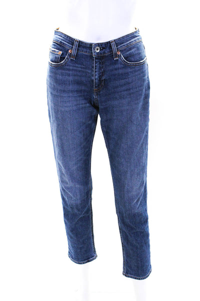 Rag & Bone Womens Cotton Denim Slim Mid Rise Dre Boyfriend Jeans Blue Size 25