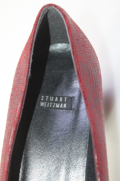 Stuart Weitzman Womens Block Heel Square Toe Shimmer Pumps Red Size 7.5AA