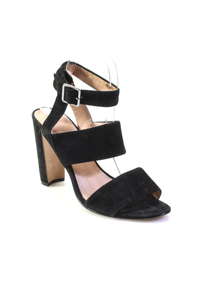 Madewell Womens Block Heel Ankle Strap Sandals Black Suede Size 8.5