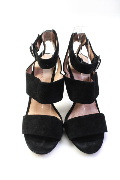 Madewell Womens Block Heel Ankle Strap Sandals Black Suede Size 8.5