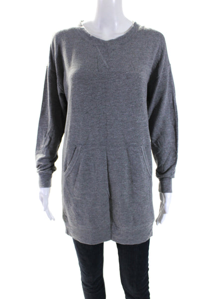 Splendid Womens Long Sleeve Pouch Pocket Crewneck Top Gray Size XS