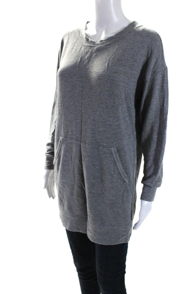 Splendid Womens Long Sleeve Pouch Pocket Crewneck Top Gray Size XS