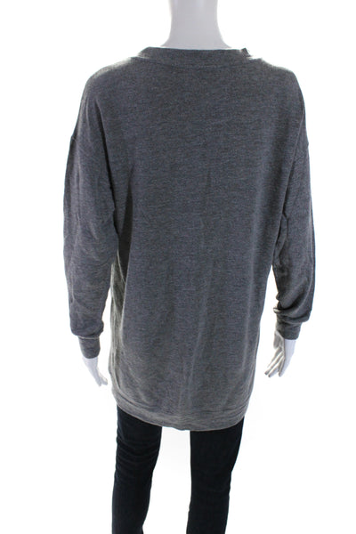 Splendid Womens Long Sleeve Pouch Pocket Crewneck Top Gray Size XS