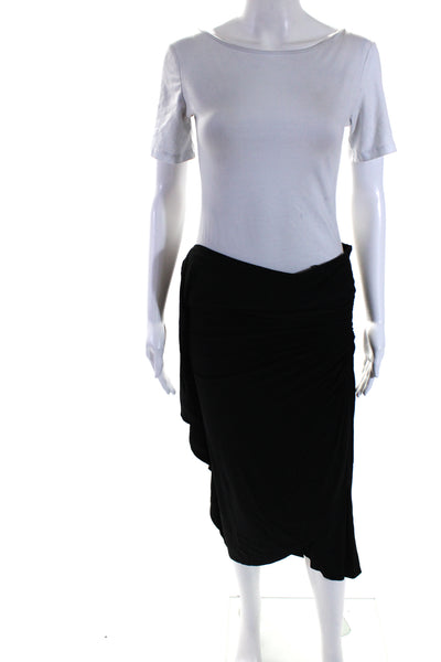 St. John Womens Gathered Ruffle Maxi Pencil Skirt Black Size 4