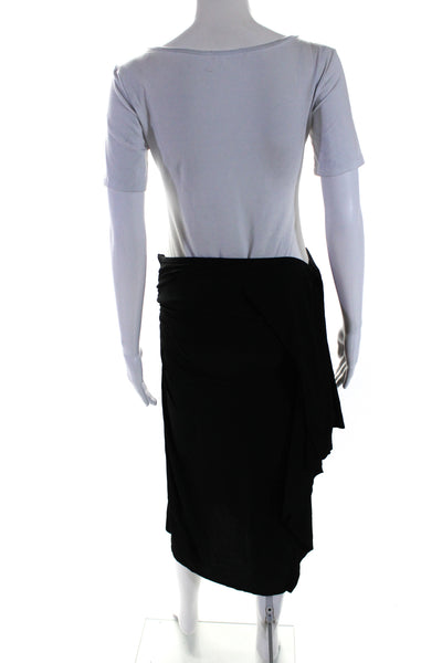 St. John Womens Gathered Ruffle Maxi Pencil Skirt Black Size 4