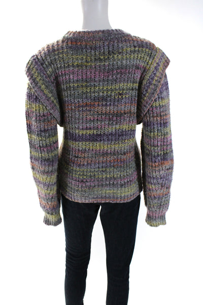 Moon River Womens Thick Knit Crew Neck Variegated Sweater Pink Purple Yellow XS