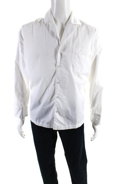 Skims Mens Long Sleeves Button Down Dress Shirt White Cotton Size Small