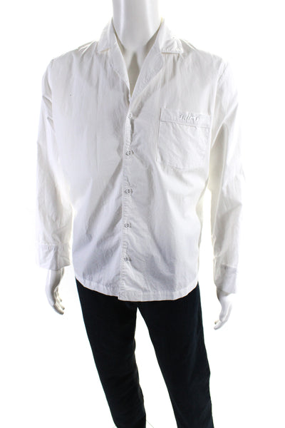 Skims Mens Long Sleeves Button Down Dress Shirt White Cotton Size Small