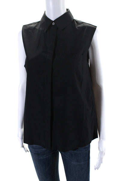 Athleta Womens Button Down Collared Sleeveless Tank Top Black Size Extra Small