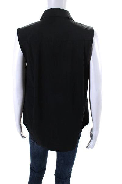 Athleta Womens Button Down Collared Sleeveless Tank Top Black Size Extra Small