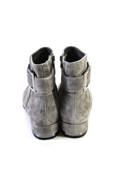 Van Eli Womens Suede Belted Zip Up Ankle Boots Light Cloud Gray Size 8 Medium