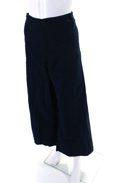 Maeve Anthropologie Women's Button Closure Wide Leg Pant Navy Blue Size 20