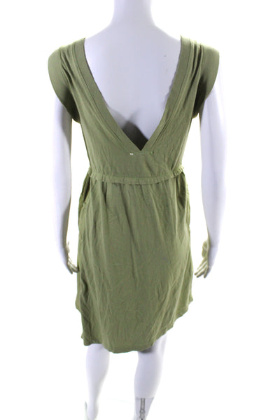 Anthropologie Women's Scoop Neck Sleeveless Pockets Mini Dress Green Size XL