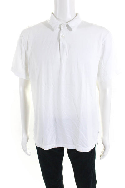 Standard James Perse Mens White Cotton Collar Short Sleeve Polo Shirt Size 3