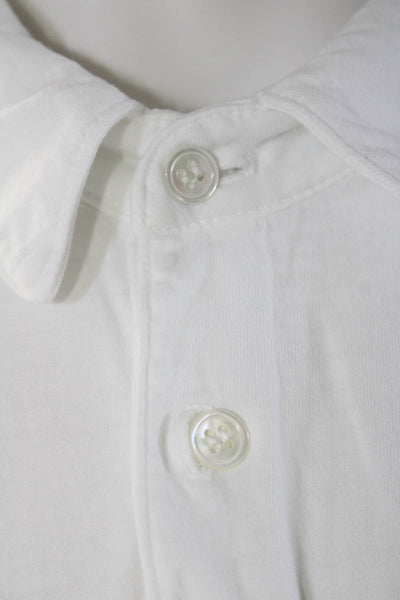 Standard James Perse Mens White Cotton Collar Short Sleeve Polo Shirt Size 3