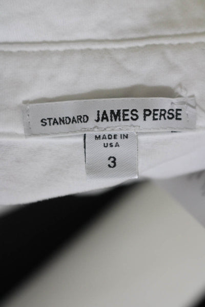 Standard James Perse Mens White Cotton Collar Short Sleeve Polo Shirt Size 3