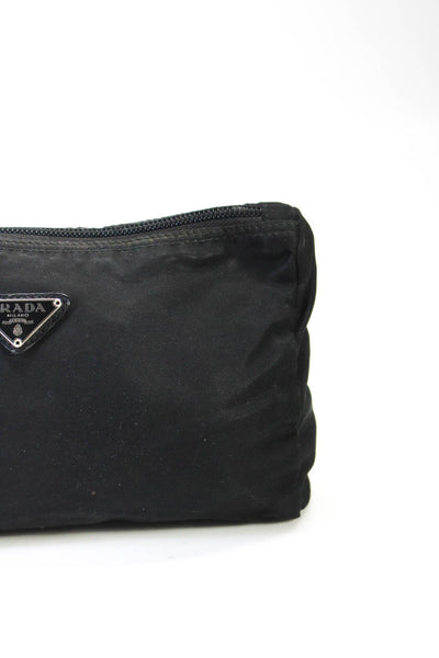 Prada Womens Tessuto Nylon Logo Zip Pouch Cosmetic Bag Black