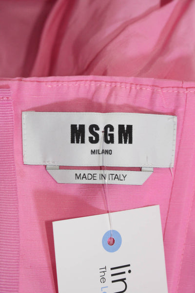 MSGM Womens Ruched Halter Sleeveless Peplum Top Blouse Pink Size IT 38