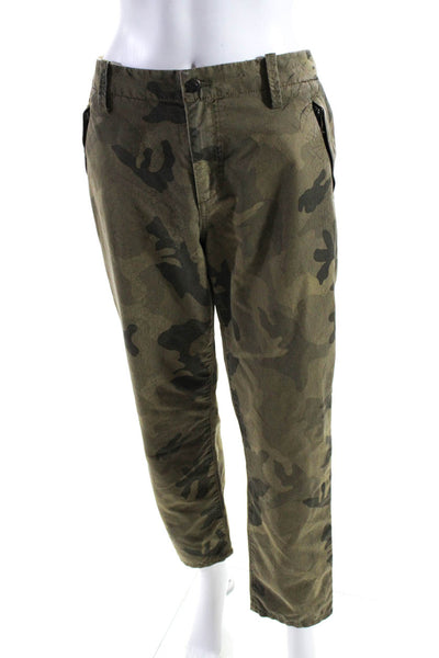 Joes Womens Cotton Camouflage Print Buttoned Zip Straight Pants Green Size EUR30