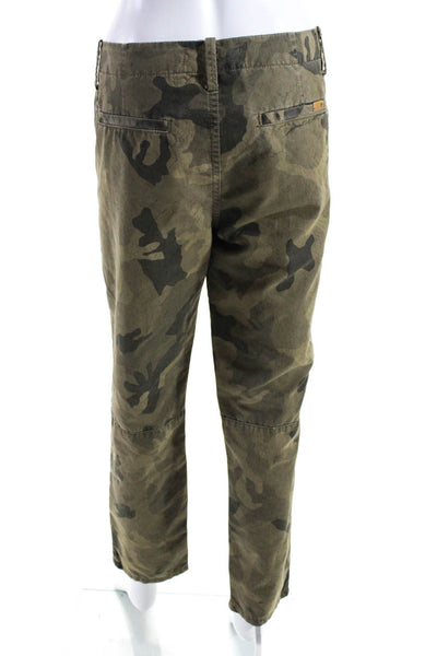 Joes Womens Cotton Camouflage Print Buttoned Zip Straight Pants Green Size EUR30