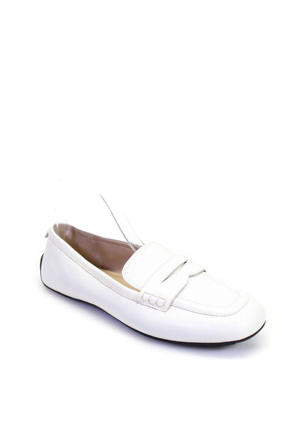 Sam Edelman Womens Leather Square Toe Slip-On Medallion Loafers White Size 9.5