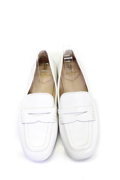 Sam Edelman Womens Leather Square Toe Slip-On Medallion Loafers White Size 9.5