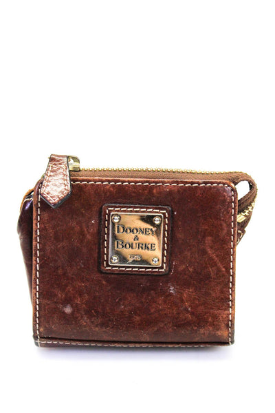 Dooney & Bourke Womens Leather Medallion Zipped Textured Coin Wallet Brown