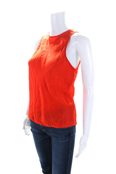 Frame Womens Bright Red Silk Scoop Neck Sleeveless Tank Top Size S