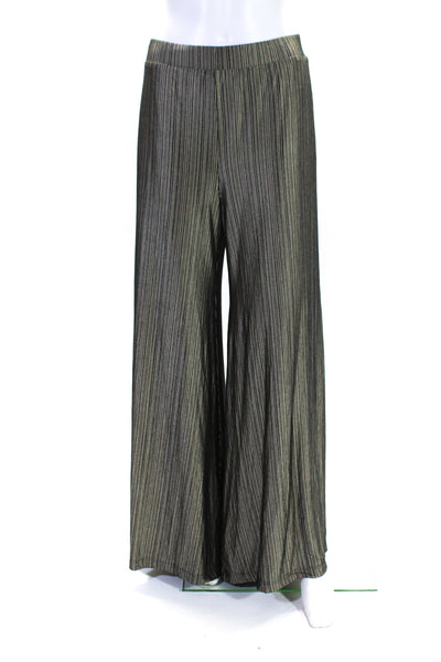 Romaria Womens Striped Print V-Neck Bodysuit Top Pants Set Black Size EUR40 42