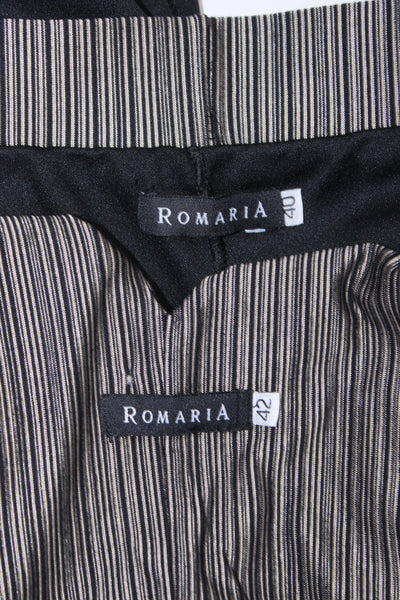 Romaria Womens Striped Print V-Neck Bodysuit Top Pants Set Black Size EUR40 42