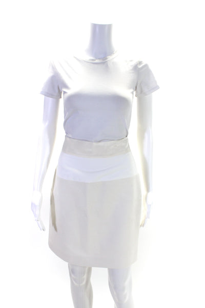 Stella McCartney Womens Elastic Waist  Knee Length Pencil Skirt White Size 44