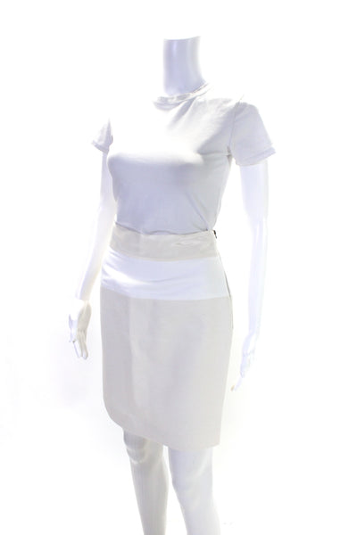 Stella McCartney Womens Elastic Waist  Knee Length Pencil Skirt White Size 44