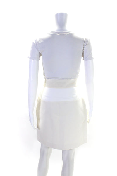 Stella McCartney Womens Elastic Waist  Knee Length Pencil Skirt White Size 44