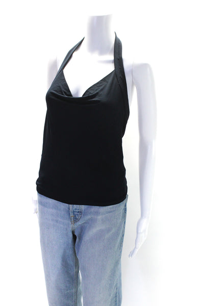 Yigal Azrouel Womens Sleeveless Pullover Halter Top Blouse Navy Blue Size Small