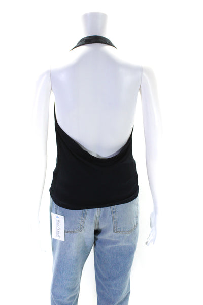 Yigal Azrouel Womens Sleeveless Pullover Halter Top Blouse Navy Blue Size Small