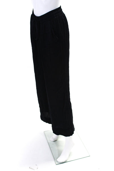 Nation LTD Womens Mid Rise Drawstring Wide Leg Satin Pants Black Size Small