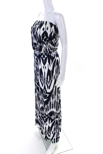 Velvet by Graham & Spencer Womens Strapless Printed Maxi Dress Blue White Small