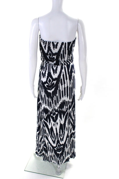 Velvet by Graham & Spencer Womens Strapless Printed Maxi Dress Blue White Small