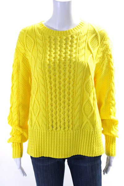 Polo Ralph Lauren Womens Long Sleeve Crew Neck Sweater Yellow Cotton Size Medium