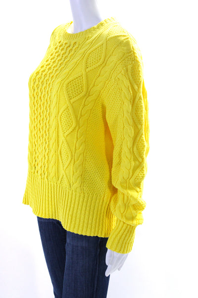 Polo Ralph Lauren Womens Long Sleeve Crew Neck Sweater Yellow Cotton Size Medium