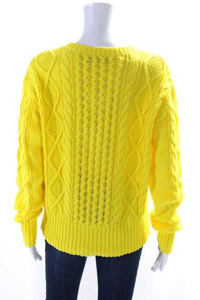 Polo Ralph Lauren Womens Long Sleeve Crew Neck Sweater Yellow Cotton Size Medium