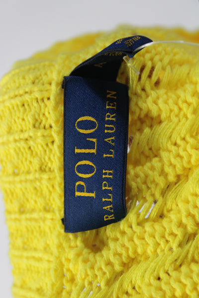 Polo Ralph Lauren Womens Long Sleeve Crew Neck Sweater Yellow Cotton Size Medium