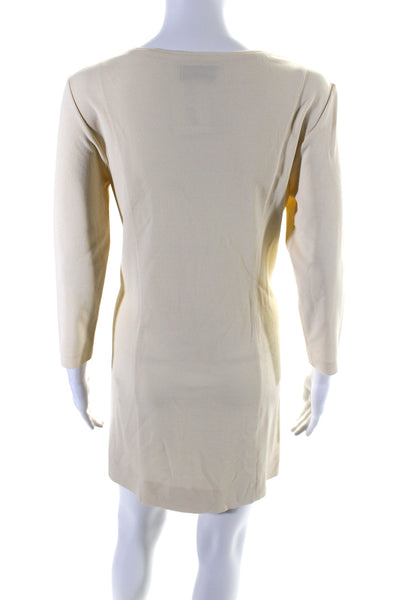 Missoni Womens Long Sleeve Square Neck Mini Shift Dress WHite Size IT 42