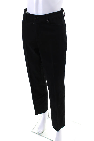 Bogner Womens Zipper Fly Mid Rise Pleated Straight Leg Pants Black Cotton Size 8